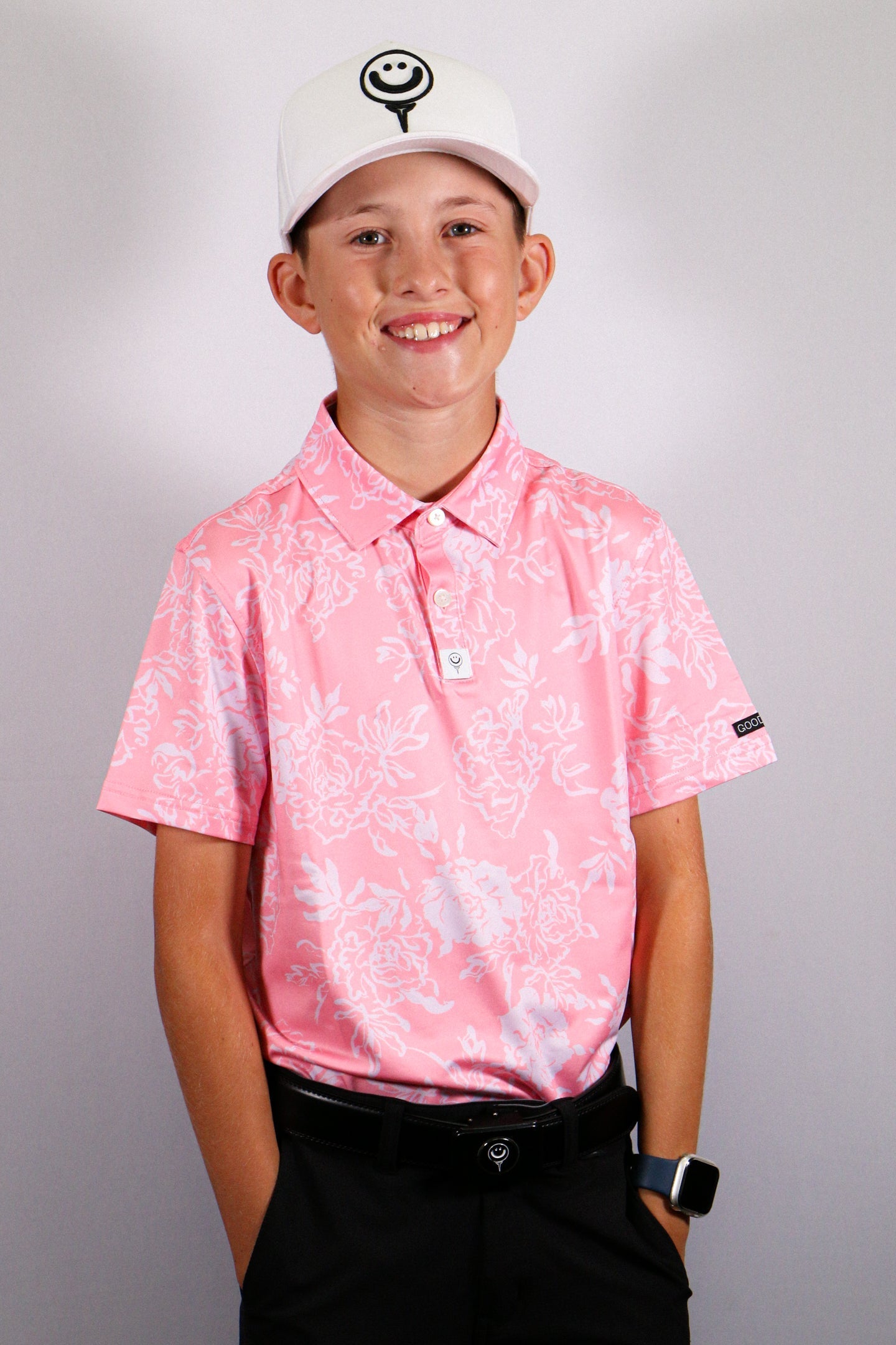 Junior Boys Flamingo Pink Polo - Main Image