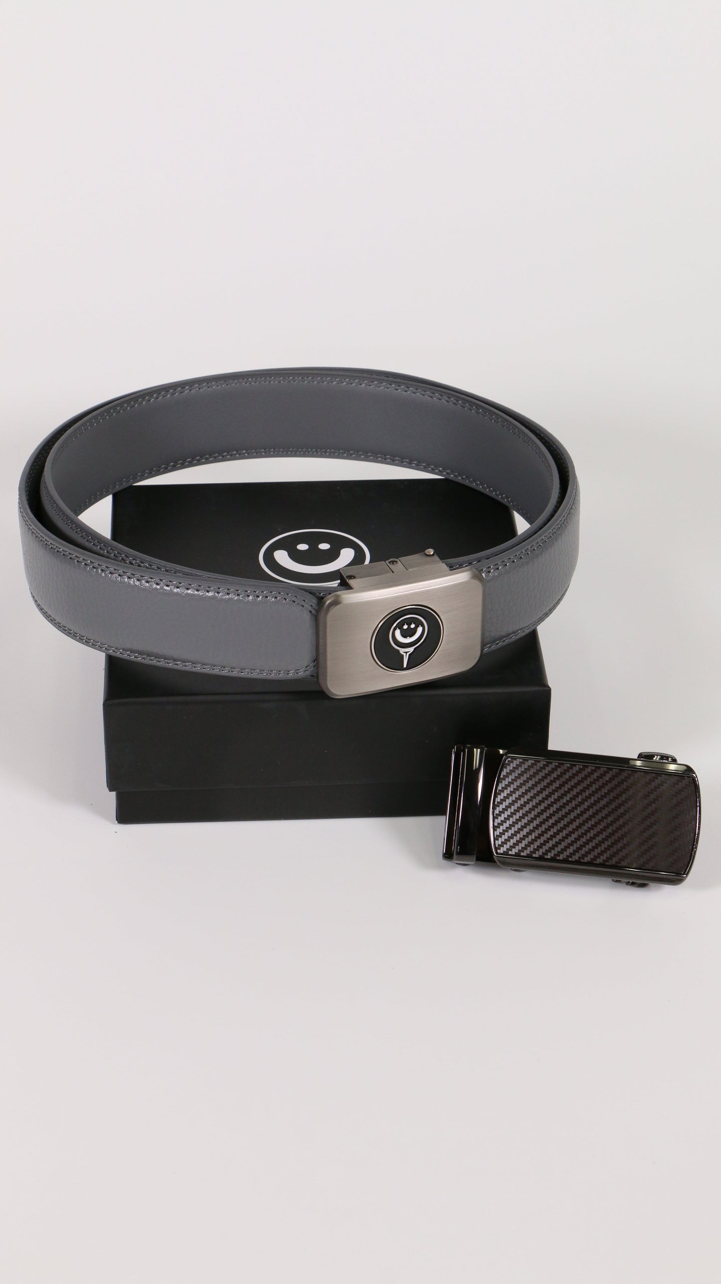 Ratchet Leather Belt with Good Boy Ball Mark & EXTRA Carbon Fiber Buckle