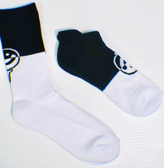 Smiley Face Black and White Socks