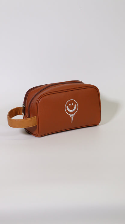 Travel Brown Leather Bathroom Bag