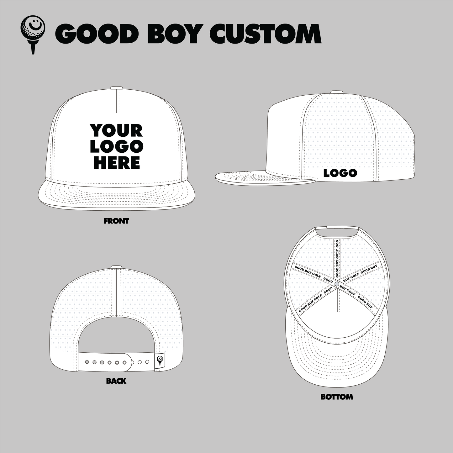 CUSTOM- Solid Black 5 Panel Hat