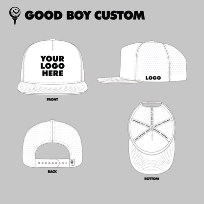 CUSTOM- Solid Black 5 Panel Hat