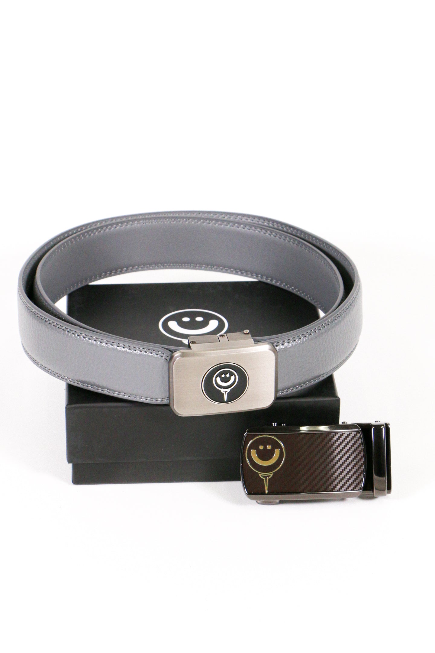 Ratchet Leather Belt with Good Boy Ball Mark & EXTRA Carbon Fiber Buckle