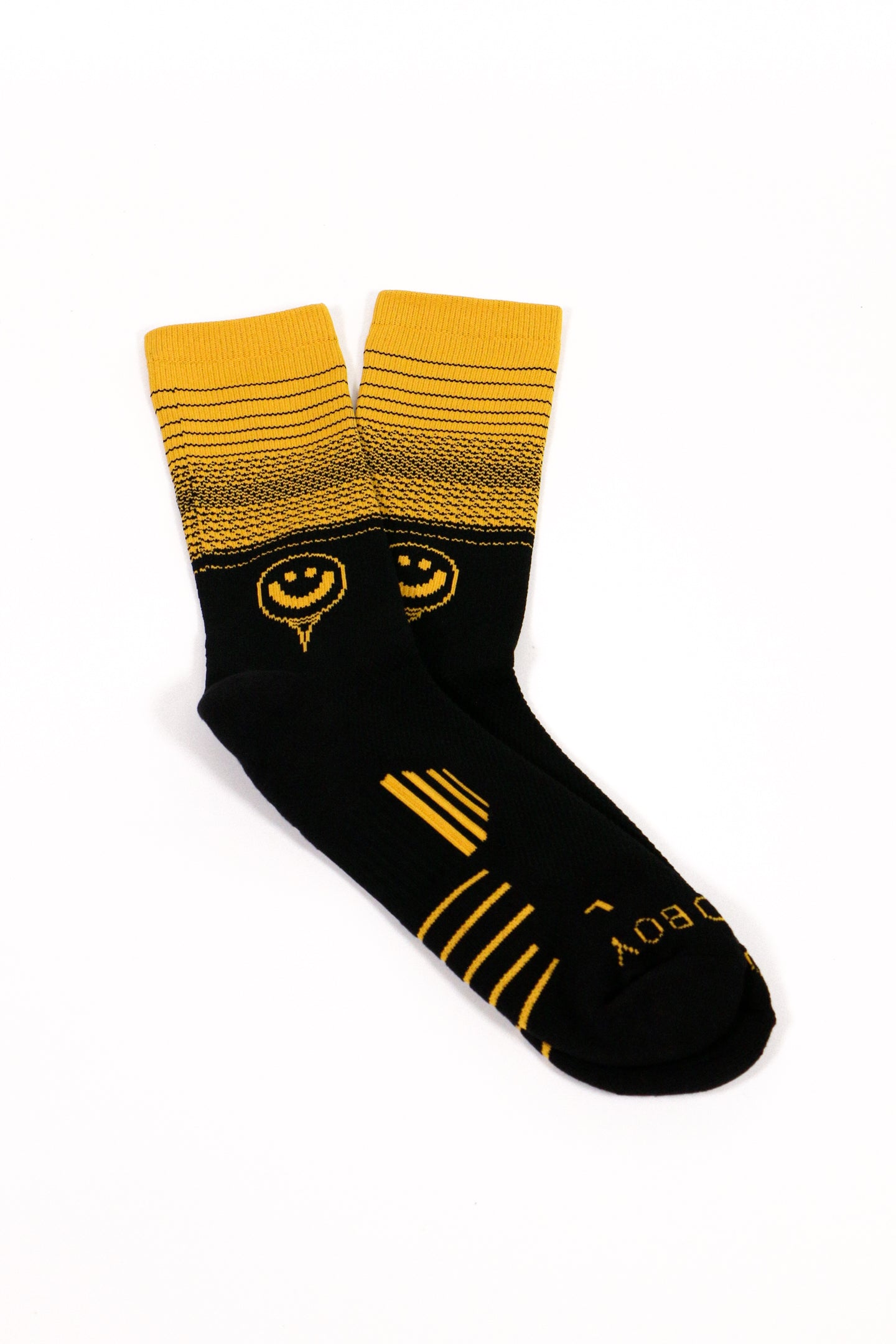 Happy Face Black & Gold Athletic Socks