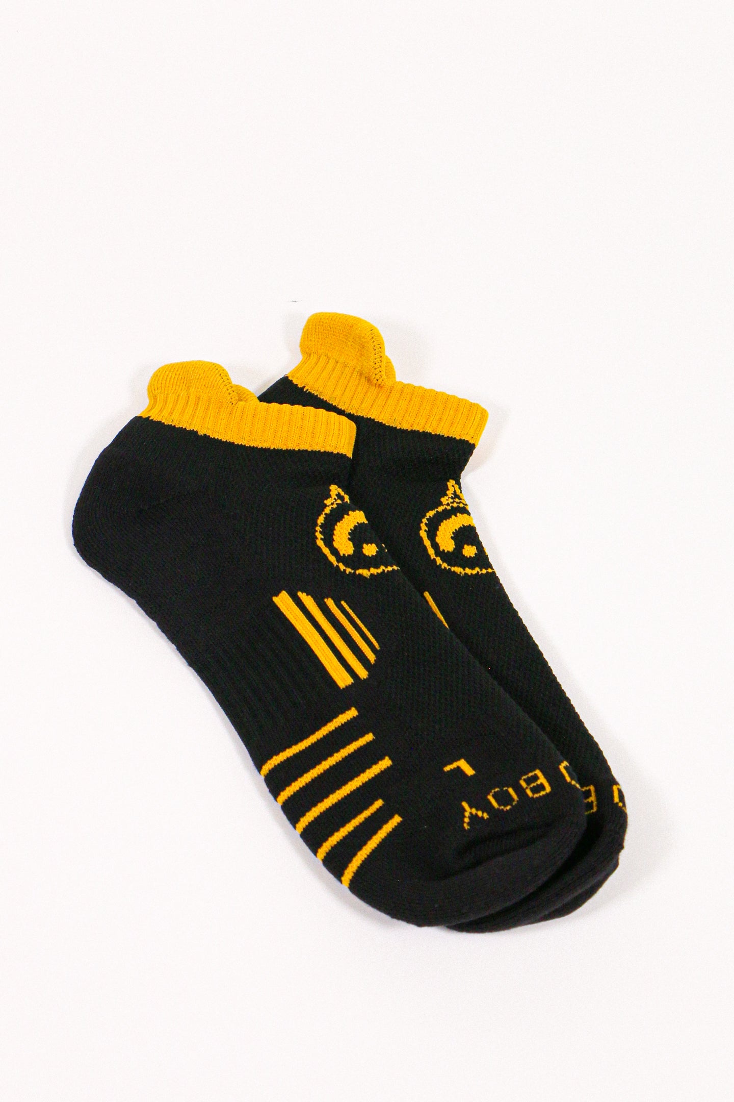 Happy Face Black & Gold Athletic Socks