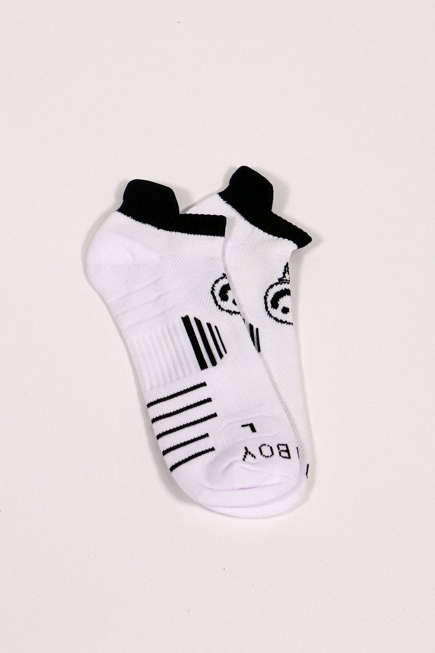 Happy Face White & Black Athletic Socks