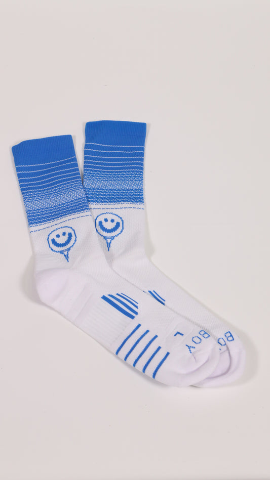 Happy Face Blue & White Athletic Socks