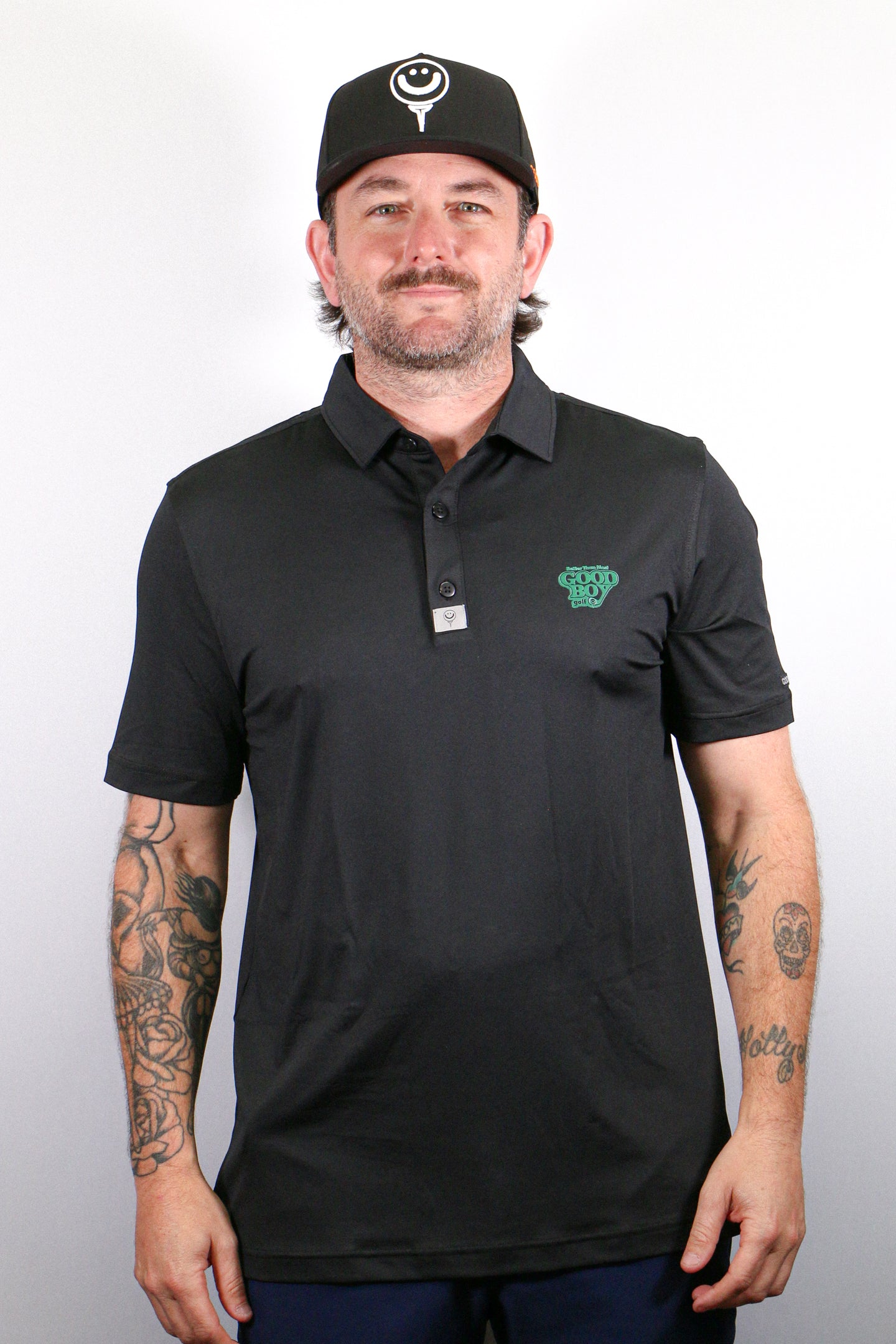 TUCKED Polo - Bullet Black w/ Good Boy Logo