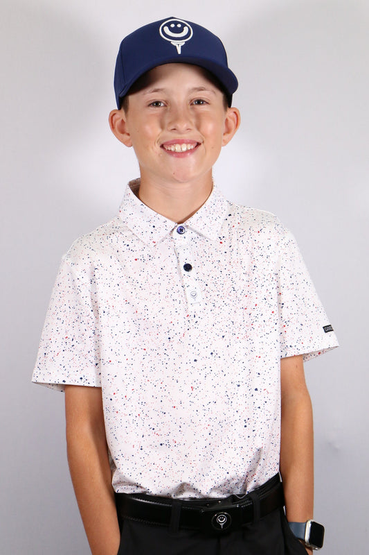 Junior Boys -  Red, White & Blue Paint Splatter Polo