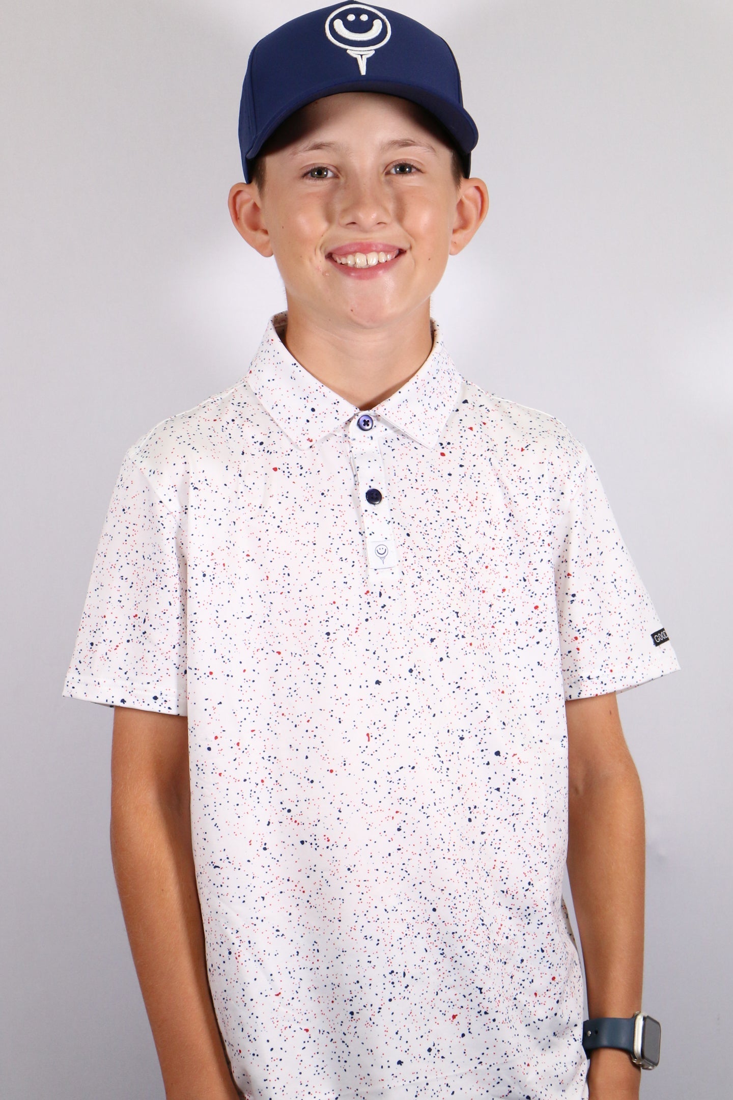 Junior Boys -  Red, White & Blue Paint Splatter Polo