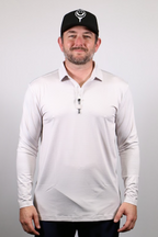 Perform-ACE Gray Pinstripe Long Sleeve Polo