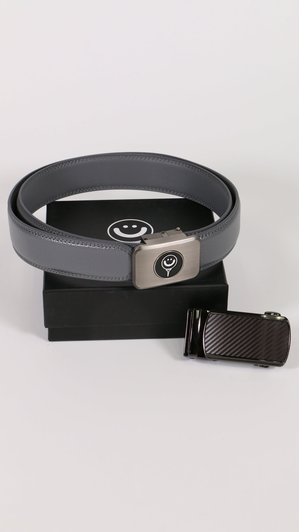 Ratchet Leather Belt with Good Boy Ball Mark & EXTRA Carbon Fiber Buckle