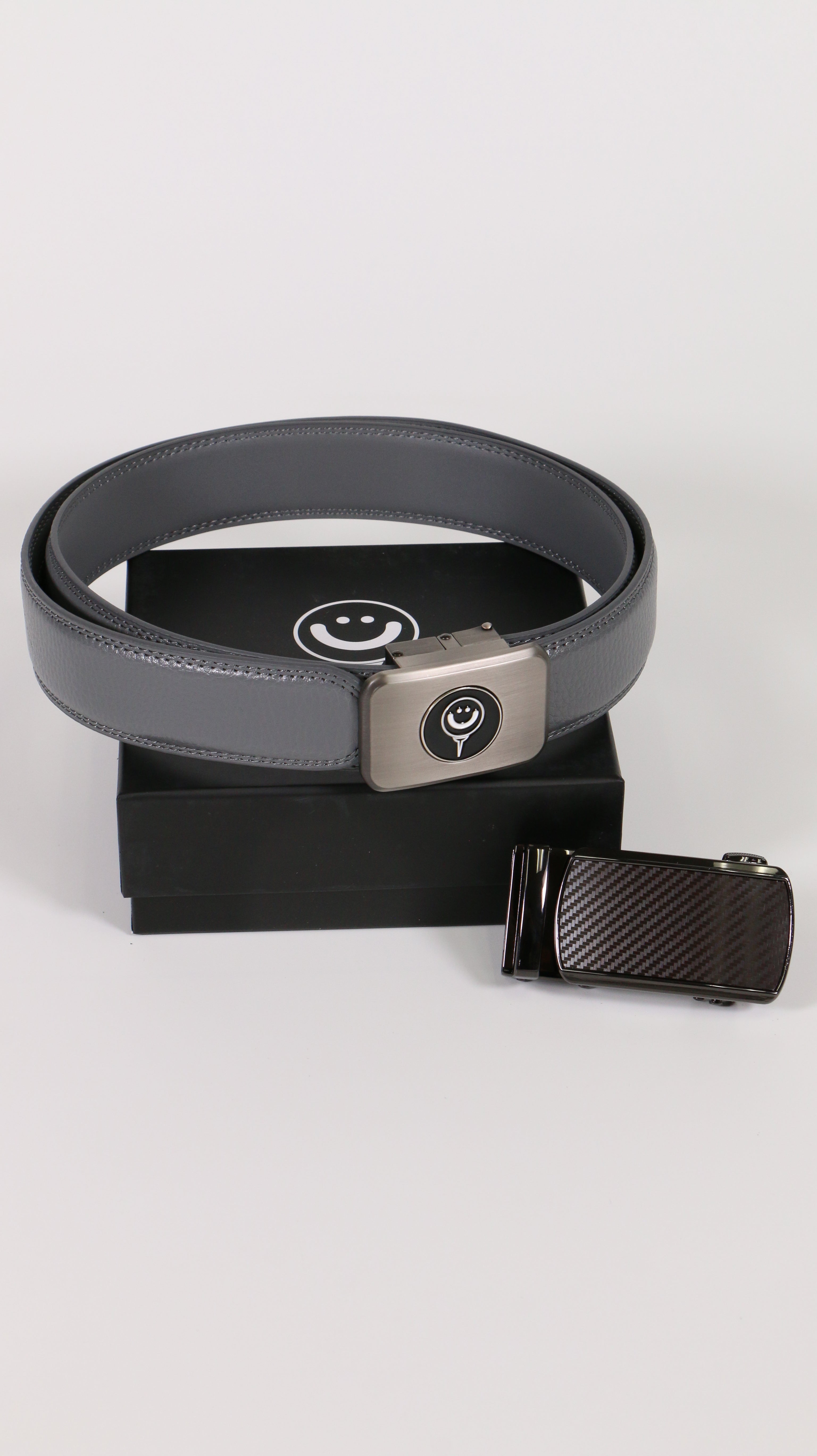 Ratchet Leather Belt with Good Boy Ball Mark & EXTRA Carbon Fiber Buckle