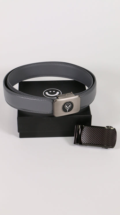 Ratchet Leather Belt with Good Boy Ball Mark & EXTRA Carbon Fiber Buckle